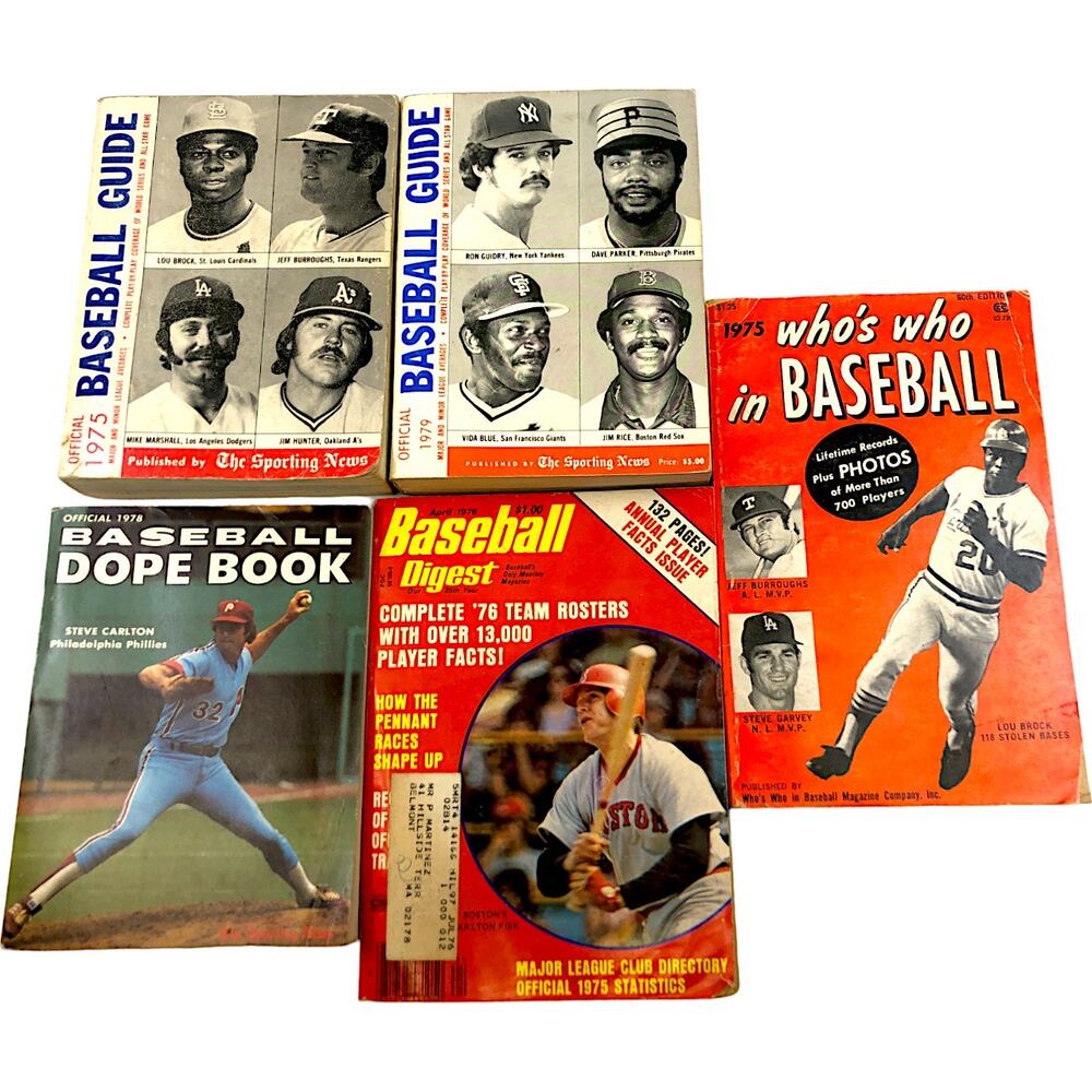 Baseball Books & Guides Vintage 1970's [Lot of 5]